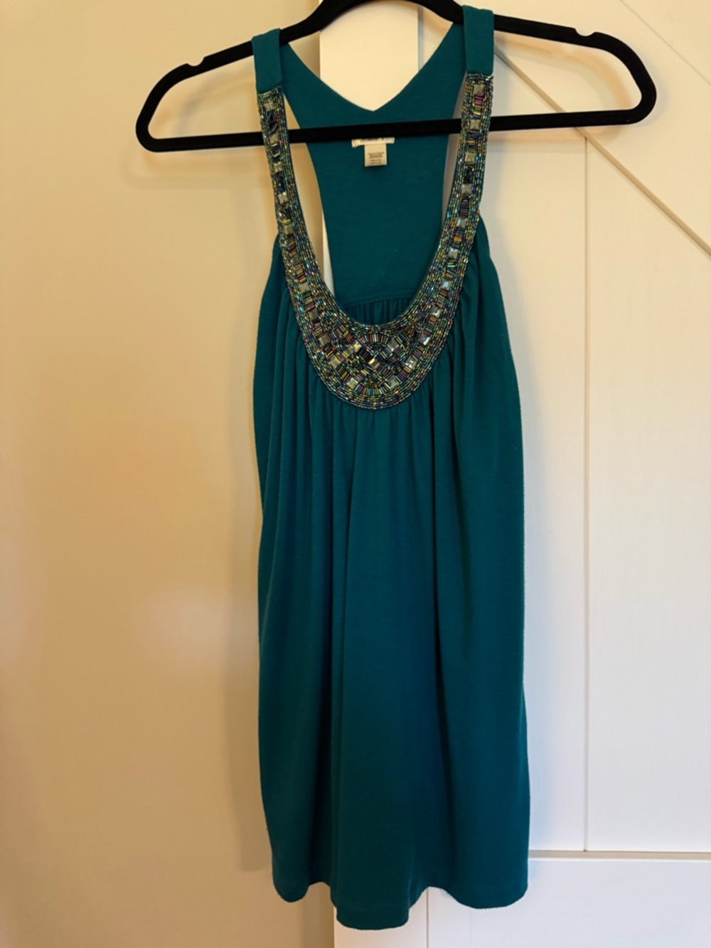 Studio Y Teal V-Neck Dress with Black Trim